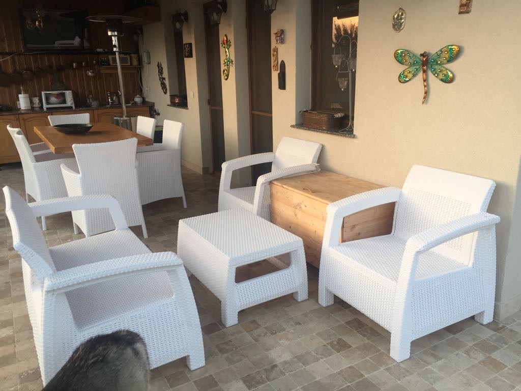 Set mobilier de gradina Corfu - Canapea+doua fotolii+masuta cafea Alb/ Gri-rece