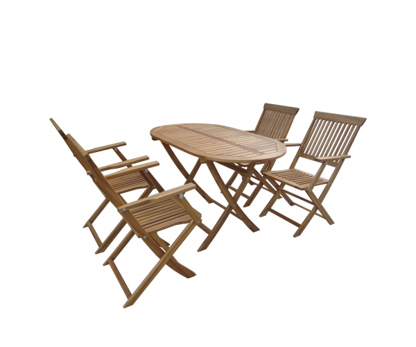 Set mobilier Portofino, lemn acacia, 5 piese, maro