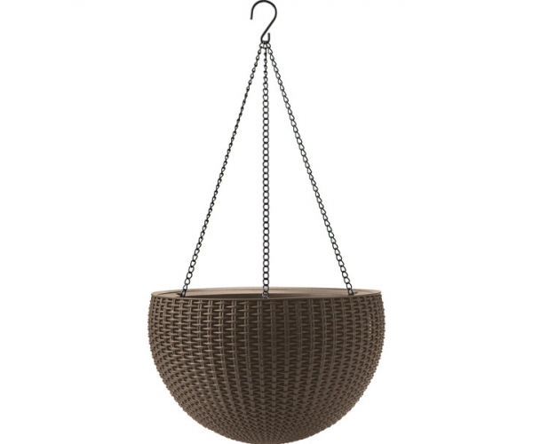Ghiveci suspendat din rattan - Hanging-Whiskey Brown