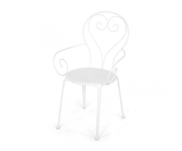 Set mobilier de gradina, Heart, 4 scaune, bancheta si masa ovala, alb