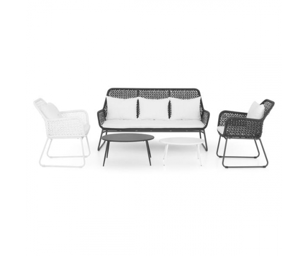 Set mobilier gradina Bermudes, alb/negru