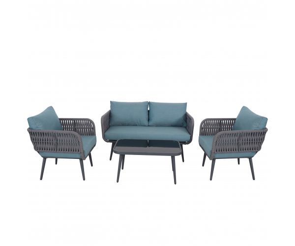 Set mobilier de gradina, Byblos, gri/albastru