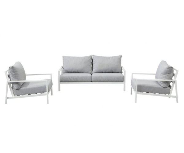 Set mobilier de gradina, Paris, canapea + 2 fotolii, gri/alb