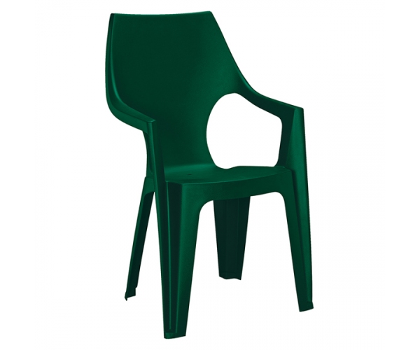 Scaun de plastic pentru terasa, Dante cu spatar scund, verde inchis