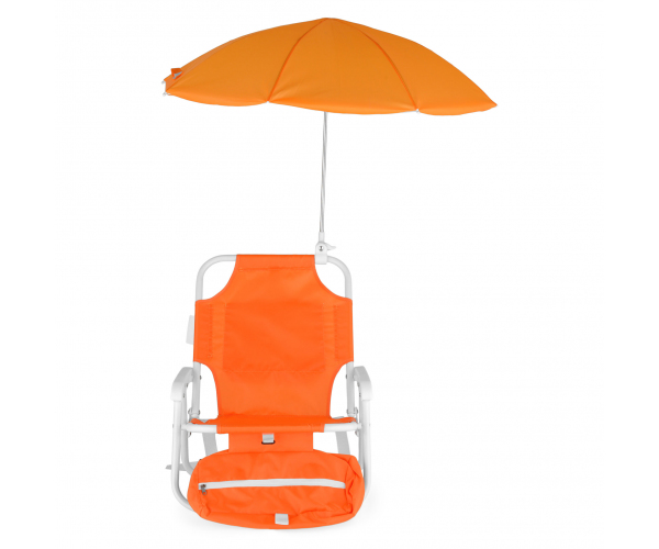 Scaun cu parasolar si geanta frigorifica KIDS BEACH L.37 l.28 H.46 portocaliu