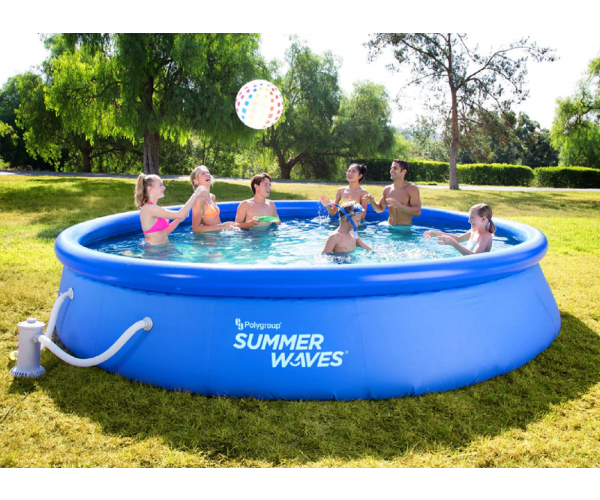 Set piscina+ inel gonflabil Summer Waves Quick, albastru 