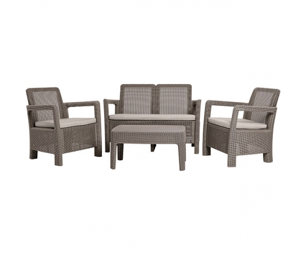 Set mobilier de gradina TARIFA LOUNGE - canapea+masuta+doua scaune Cappuccinno/ Gri- nisipiu